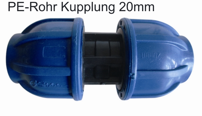 565 Plasson PE-Rohr Kupplung 20 x 20 mm Verbinder Kupplung 
