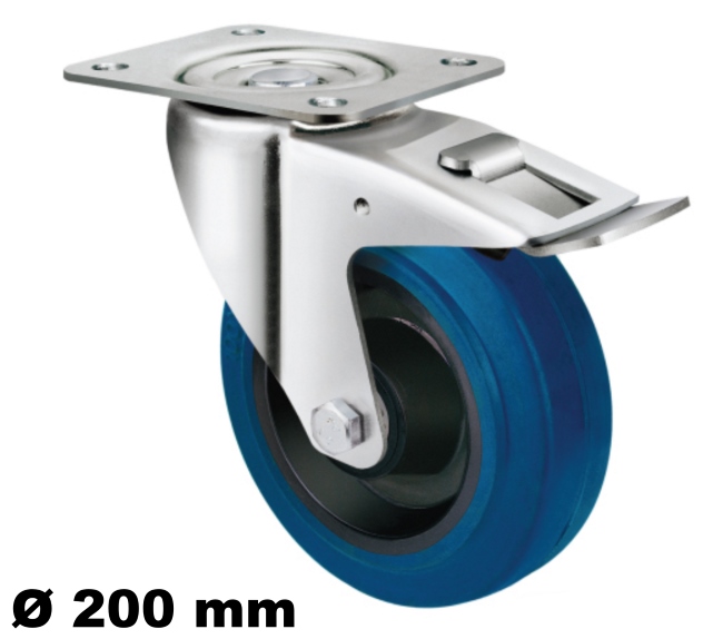 2 Lenkrollen 125mm drehbar lenkbar Transport Rollen blue wheel blaue Reifen 125 
